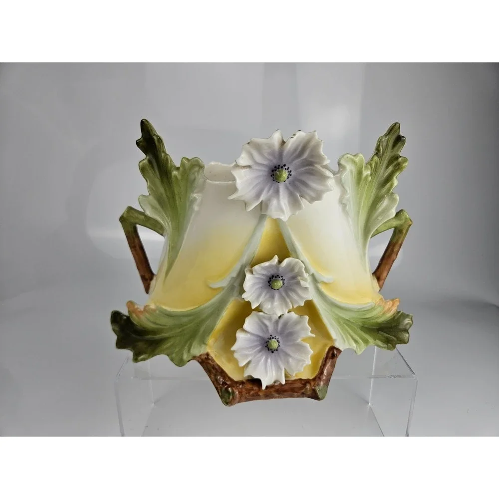 Art Nouveau Style Sculptural Floral Vase‎ Relief Sculptural Gorgeous!!